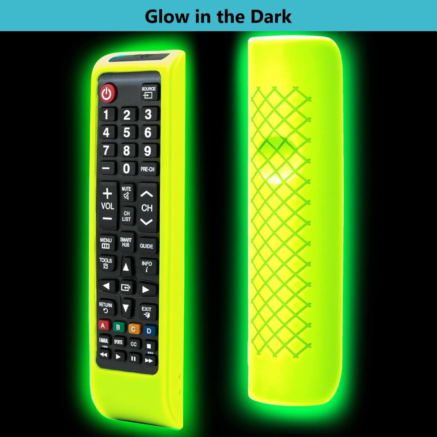 Thumbnail 2 de Remote Cover Case for Samsung TV Remote – Universal silicone sleeve with wrist strap and glow-in-the-dark (White)