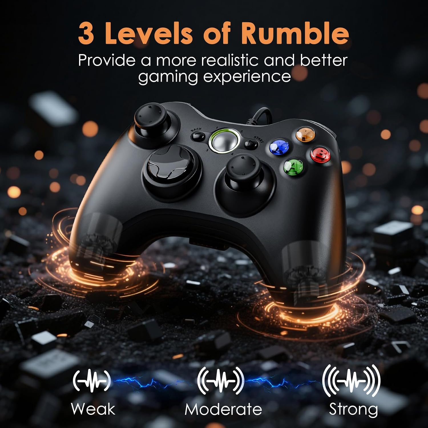 Detalle de Zexrow Xbox 360 Wired Controller 2 Pack – Dual Gamepads for Xbox 360 & Windows PC