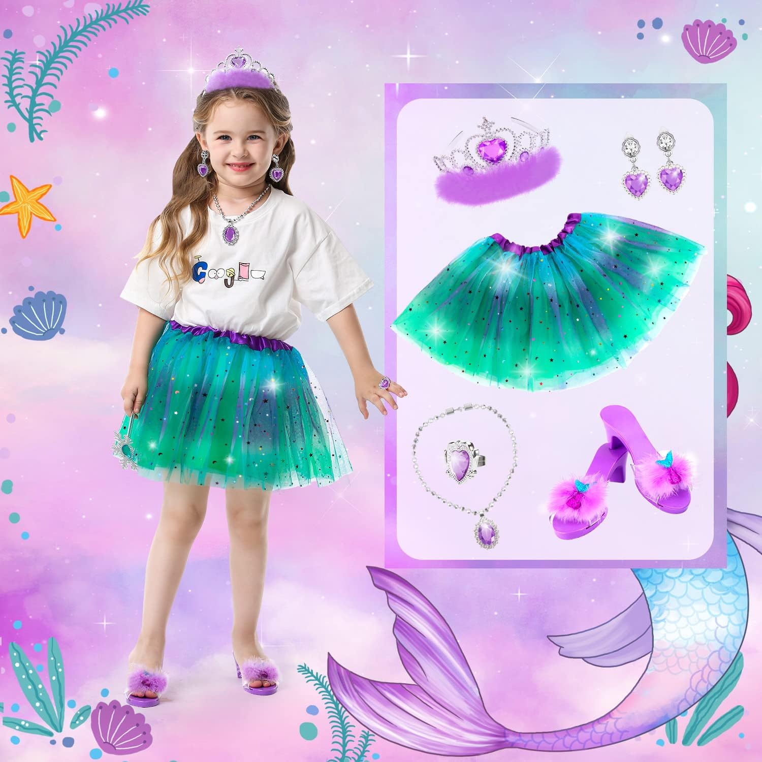 Detalle de Princess Dress Up Shoes Set for Girls (Unicorn, Mermaid & Ice Princess Themes)