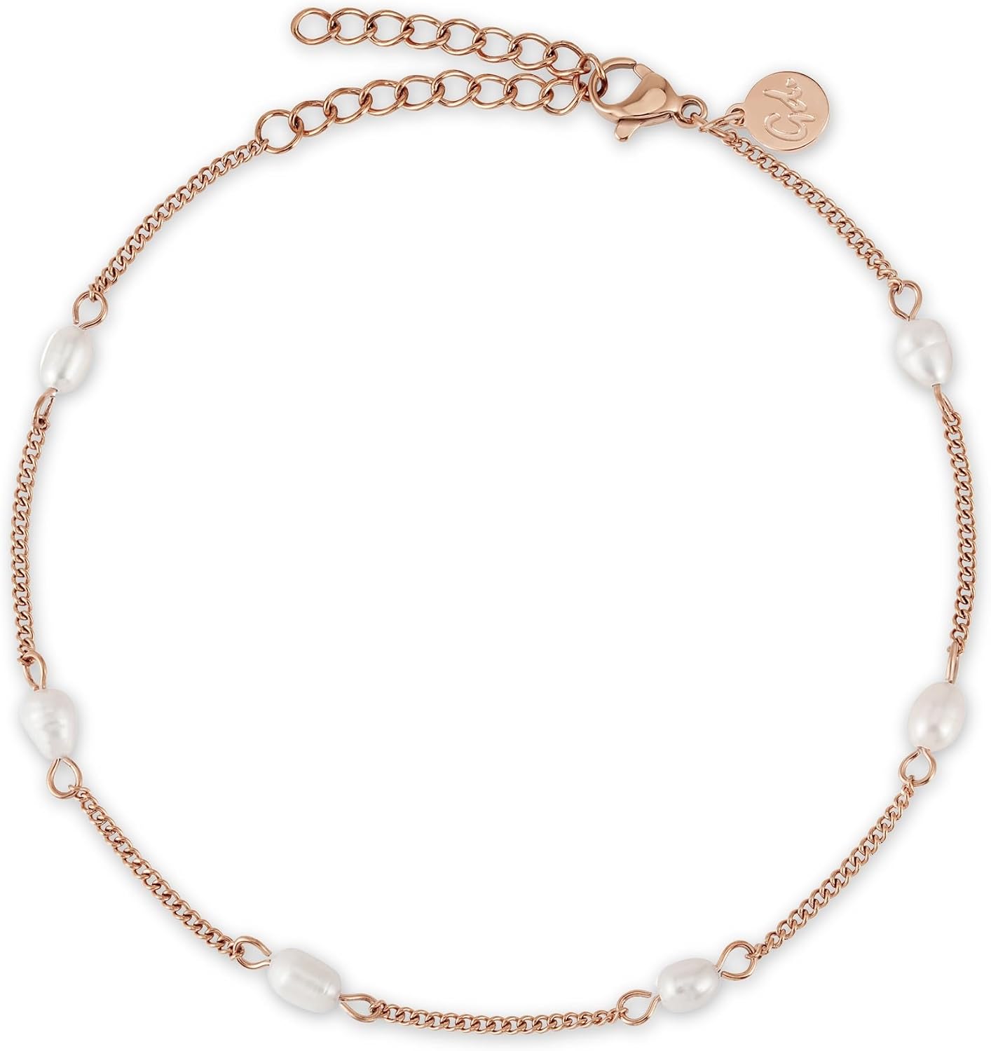 GD GOOD.designs EST. 2015 Cavigliera con vere perle d'acqua dolce – impermeabile e regolabile (22–27 cm) in oro, argento o rosa
