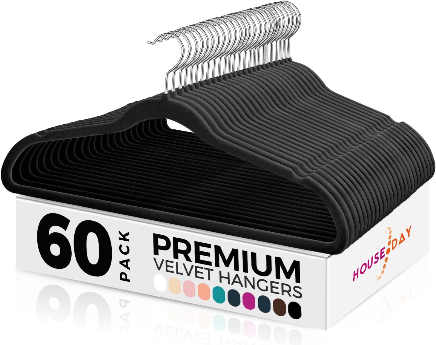 Detalle de HOUSE DAY Black Velvet Hangers 60 Pack
