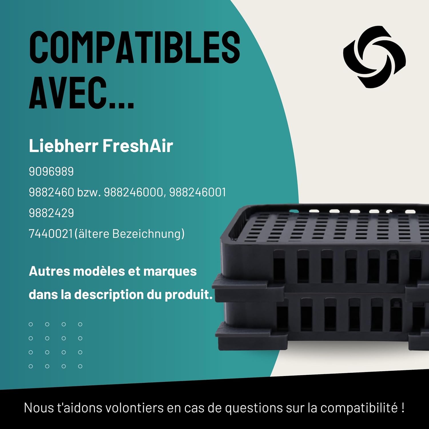 Detalle de FilterBase Filtre à Air Frais pour Réfrigérateur Liebherr – Lot de 2 (Compatibilité BioFresh/FreshAir)