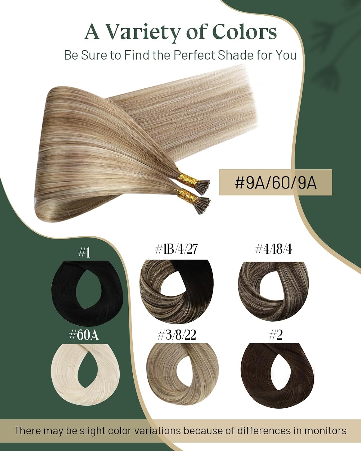 Detalle 2 de Ugeat I-Tip Hair Extensions (Human Hair, Ombre Balayage) — Light Brown Mix Platinum Blonde, 20 Inch, 50S 40G