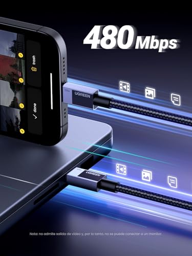 Thumbnail 8 de UGREEN Cable USB-C 100W con carga rápida PD 3.0 (5A/20V) y carcasa de aluminio trenzado