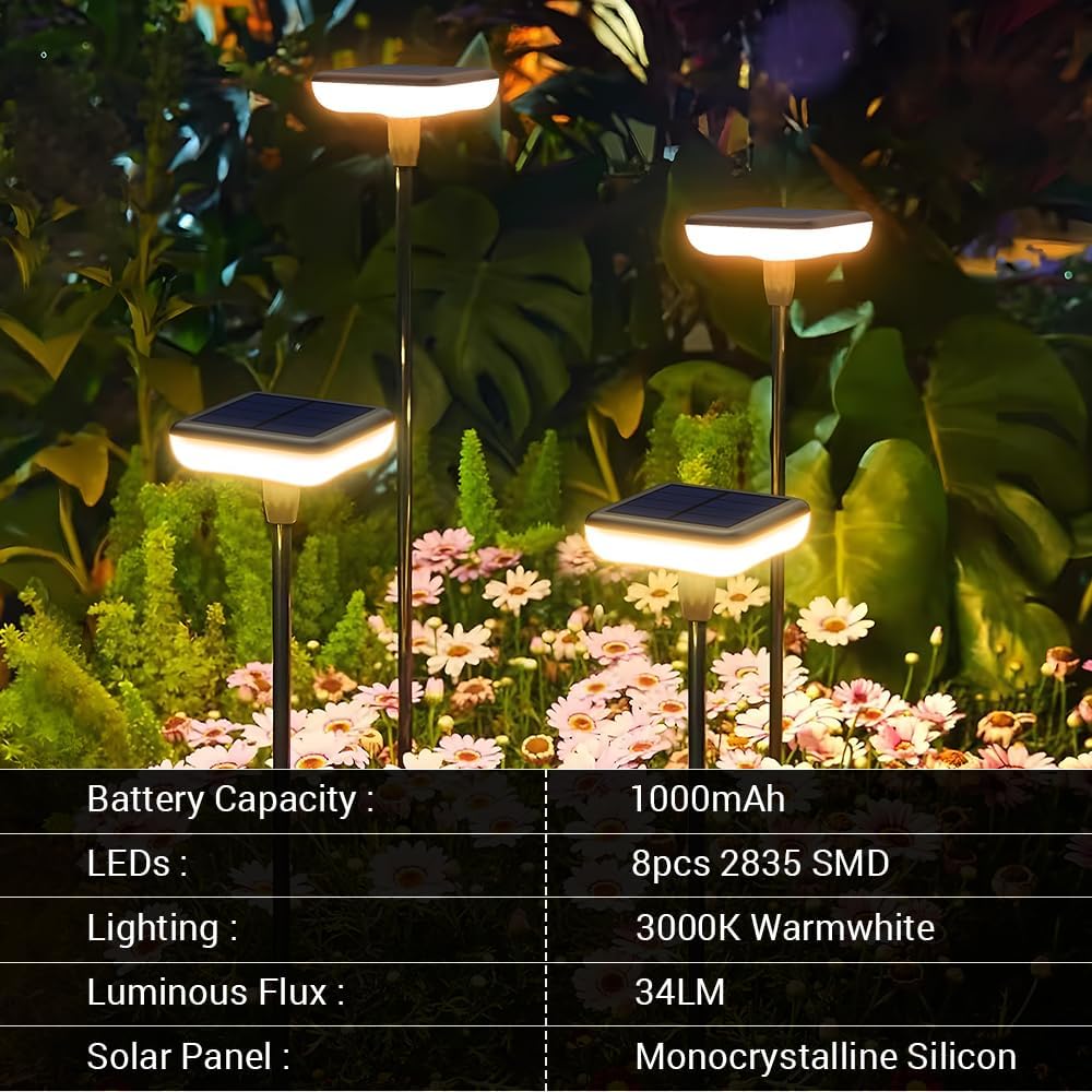 Thumbnail 5 de Ainostone 4 lampade solari da giardino con LED bianchi caldi, 34 lumen, IP65 (1000mAh)