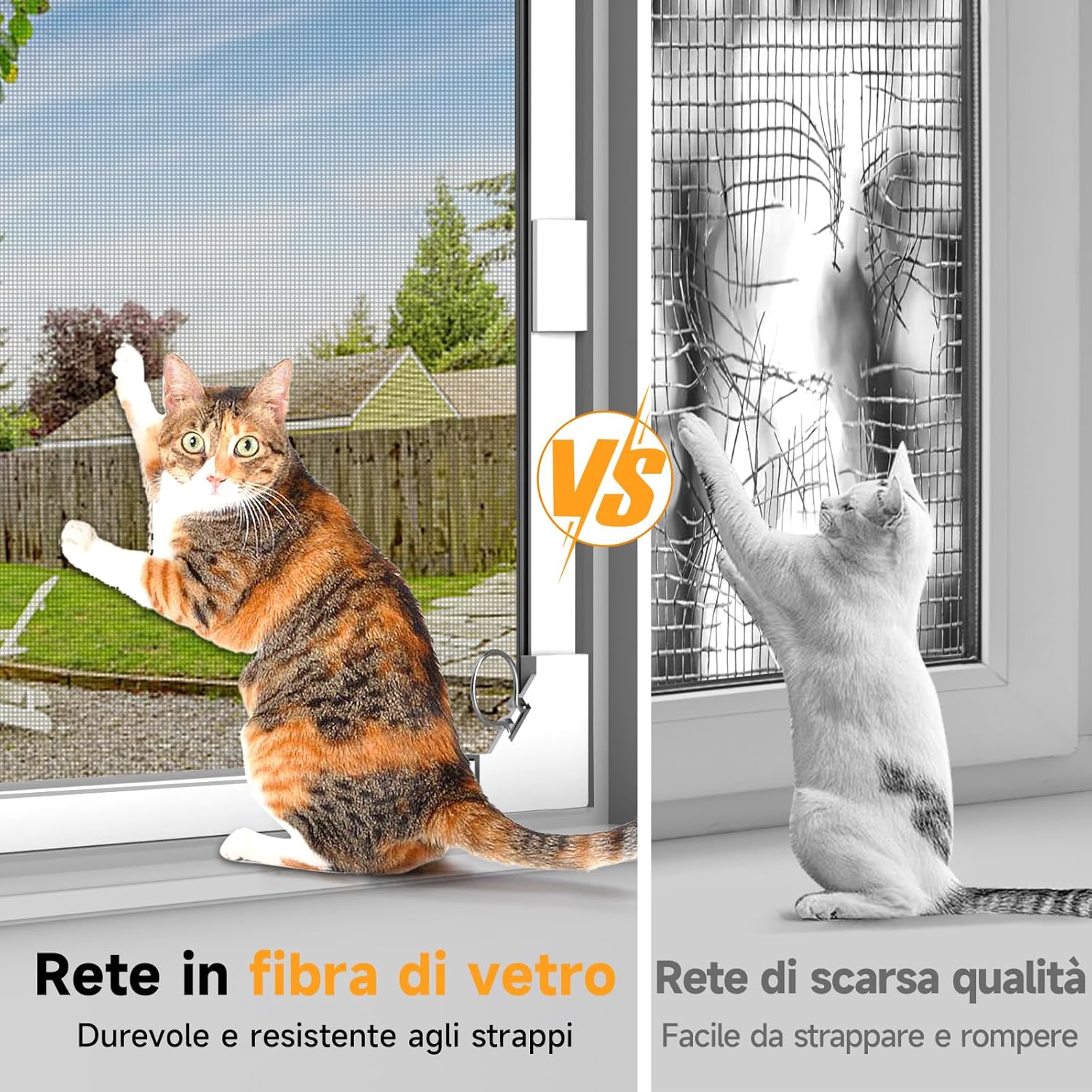 Thumbnail 2 de OWYR zanzariera magnetica per finestra 120x130 cm con cornice bianca e rete grigia autoadesiva