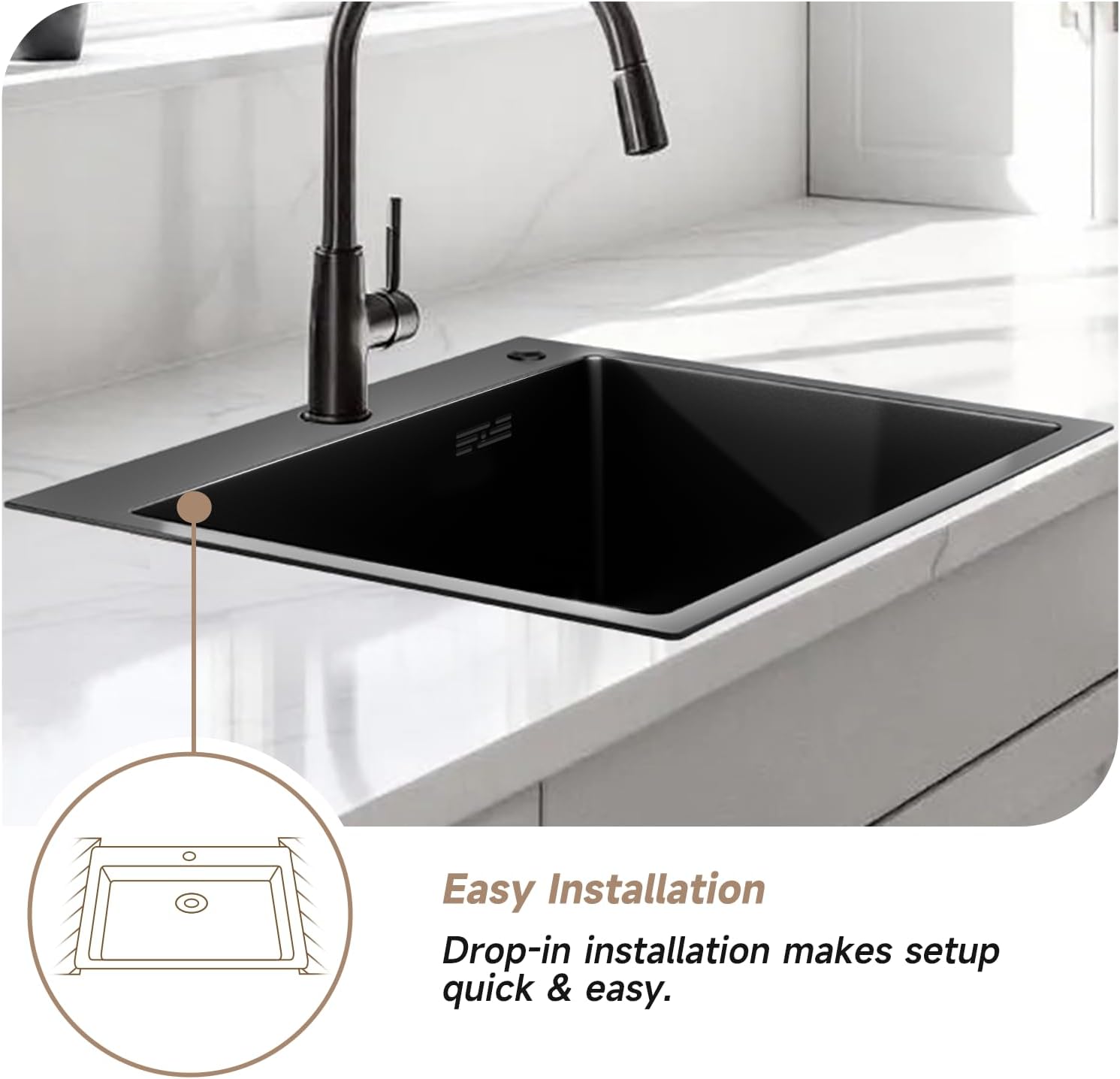 Detalle de Lavello Cucina 55 x 45 cm con 1 Vasca in Acciaio Inox e Set di Drenaggio