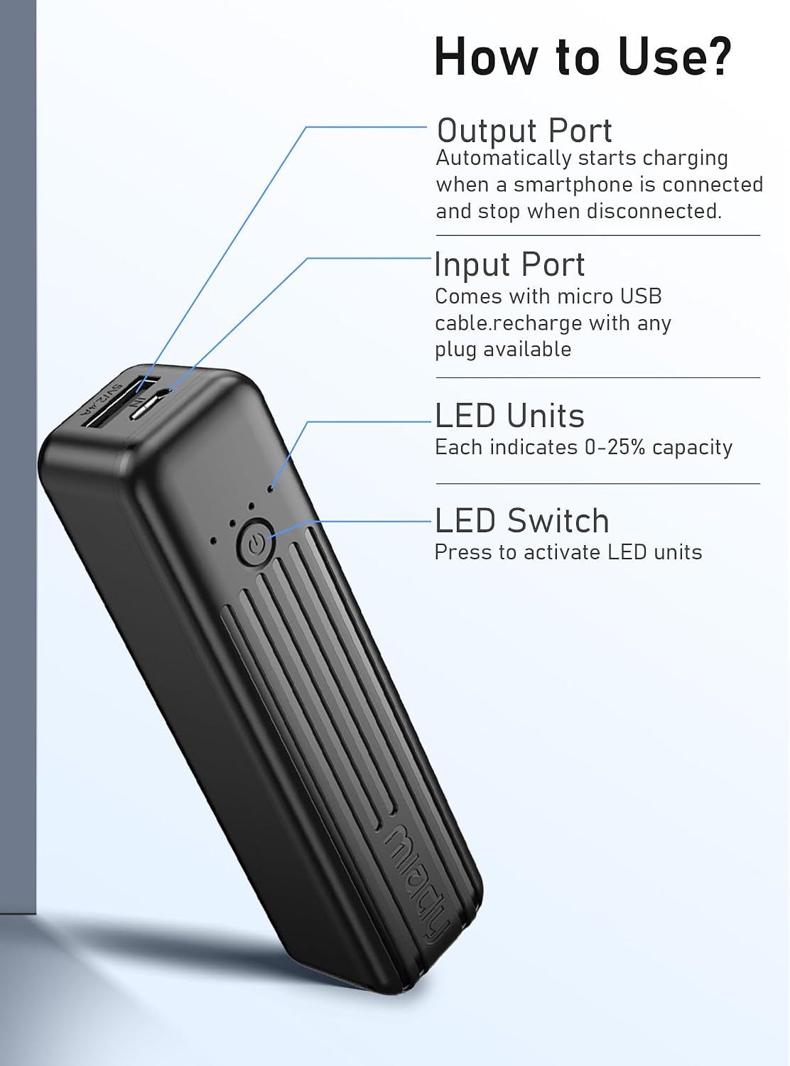 Thumbnail 6 de Miady HYD001 2-Pack 5,000mAh Power Banks, Pocket-Size with Dual USB Ports