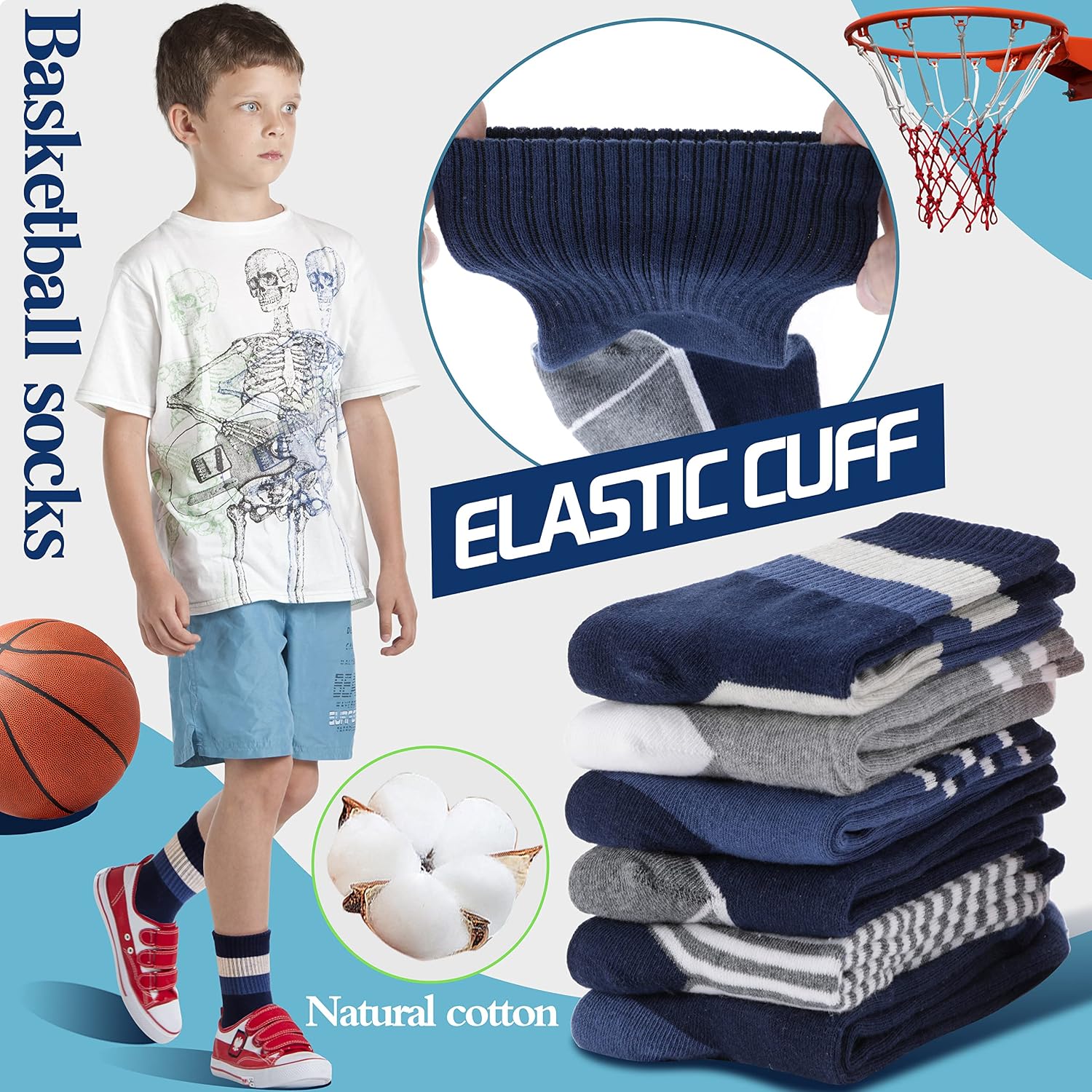Detalle 2 de Kids athletic socks 6 pairs for trainers