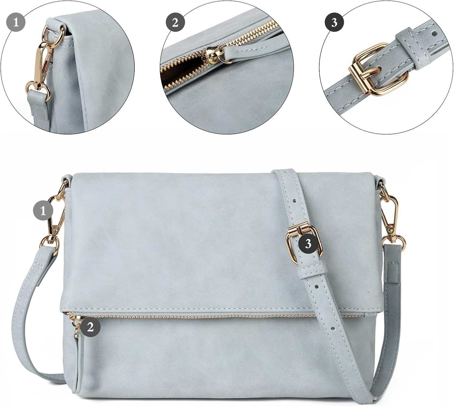 Thumbnail 4 de Gladdon small crossbody bag for women – vegan PU leather wristlet with detachable shoulder strap