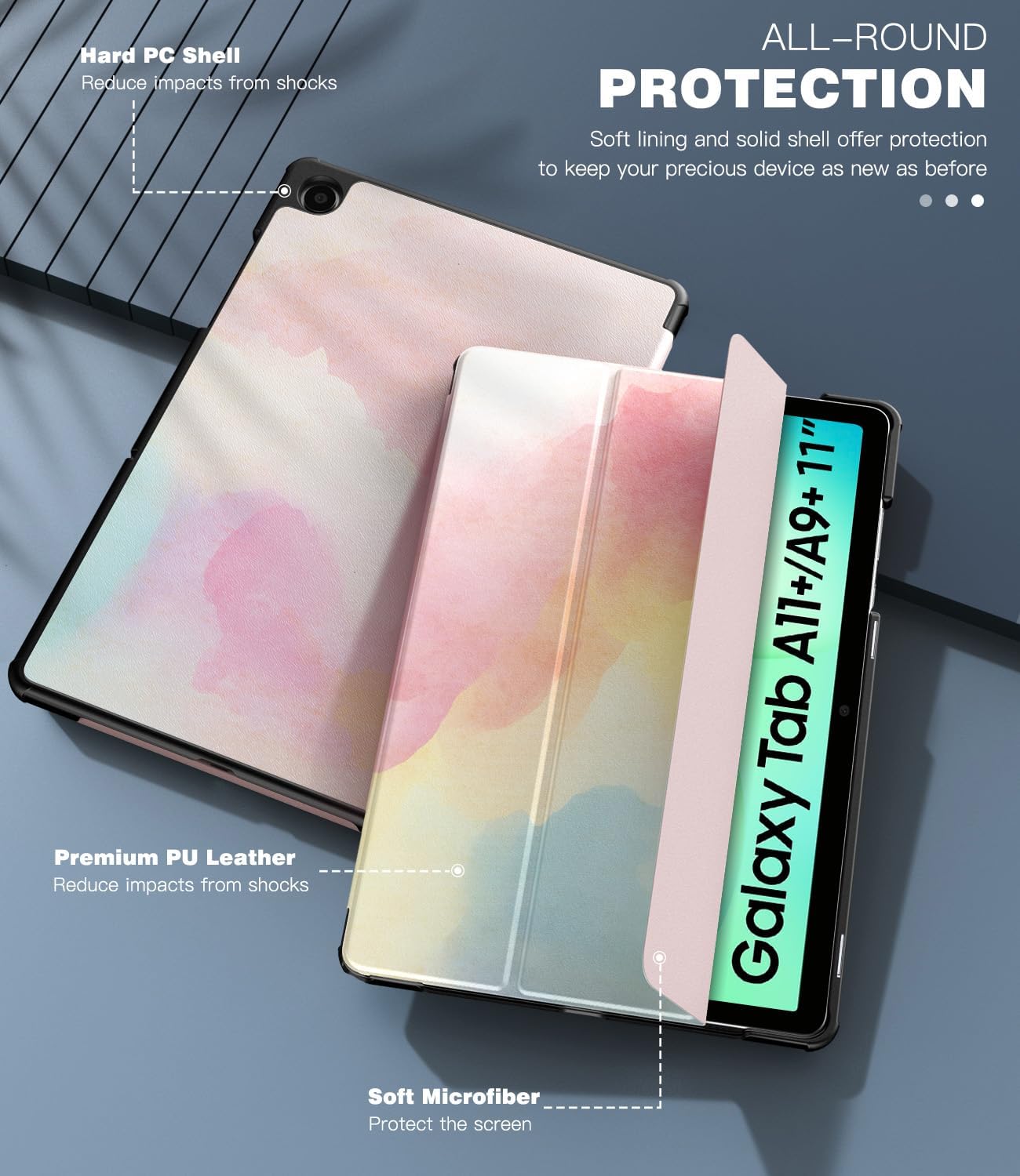 Thumbnail 5 de TiMOVO Case for Samsung Galaxy Tab A11+ Plus / A9+ Plus 11-inch (2025/2023) – Slim stand cover with auto wake/sleep, Rainbow