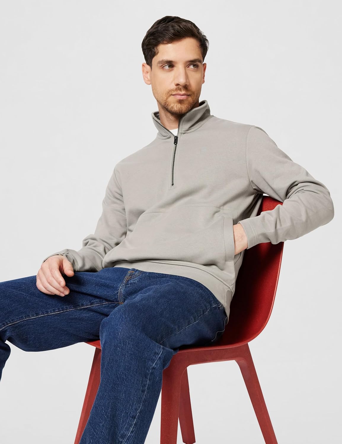 Thumbnail 1 de G-STAR Herren Nifous Half Zip Sweater – Halbreißverschluss mit gerippten Abschlüssen