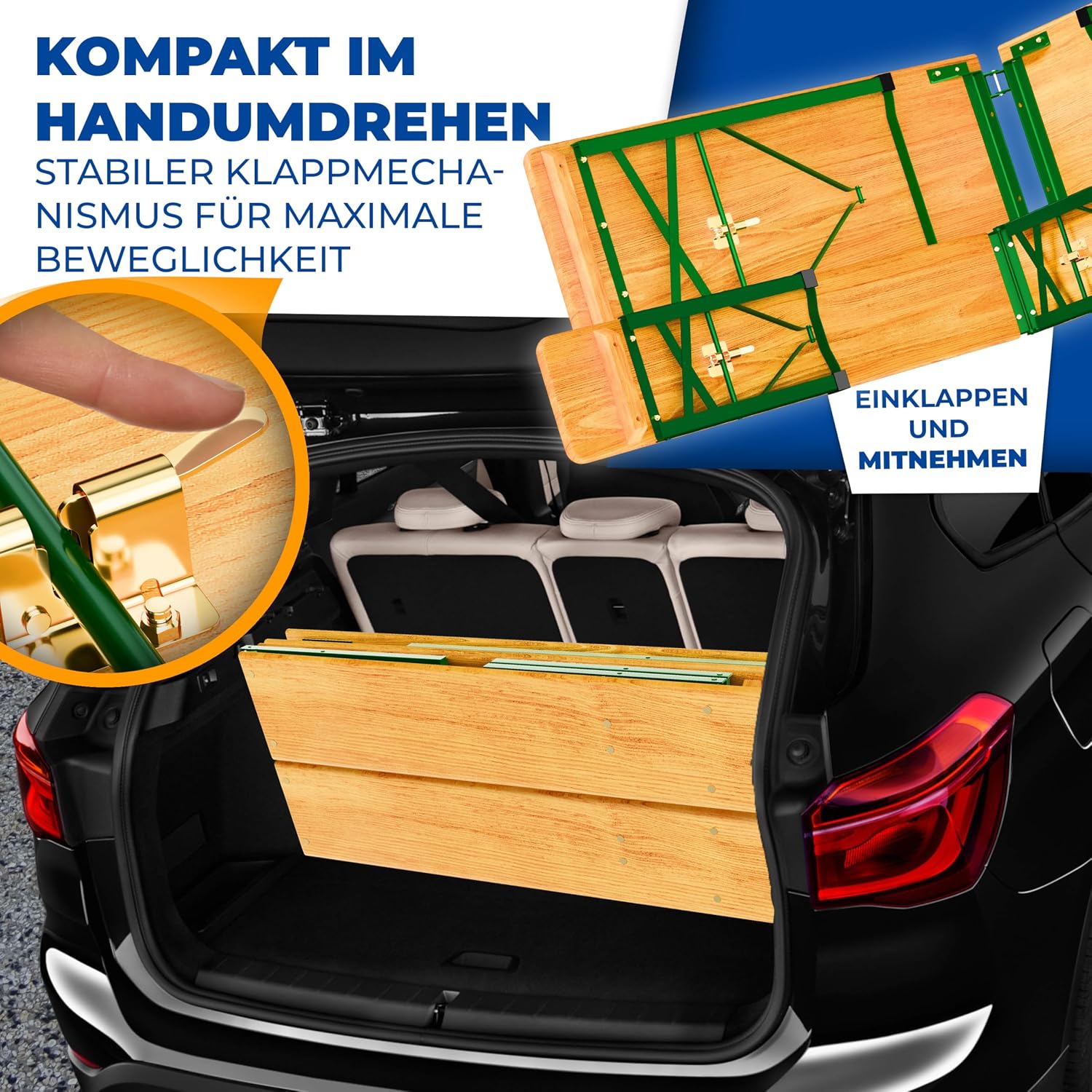 Detalle 2 de KESSER® Premium Bierzeltgarnitur 3-teilig klappbar mit Biertisch und 2 Bierbänken (Holz & Stahl)