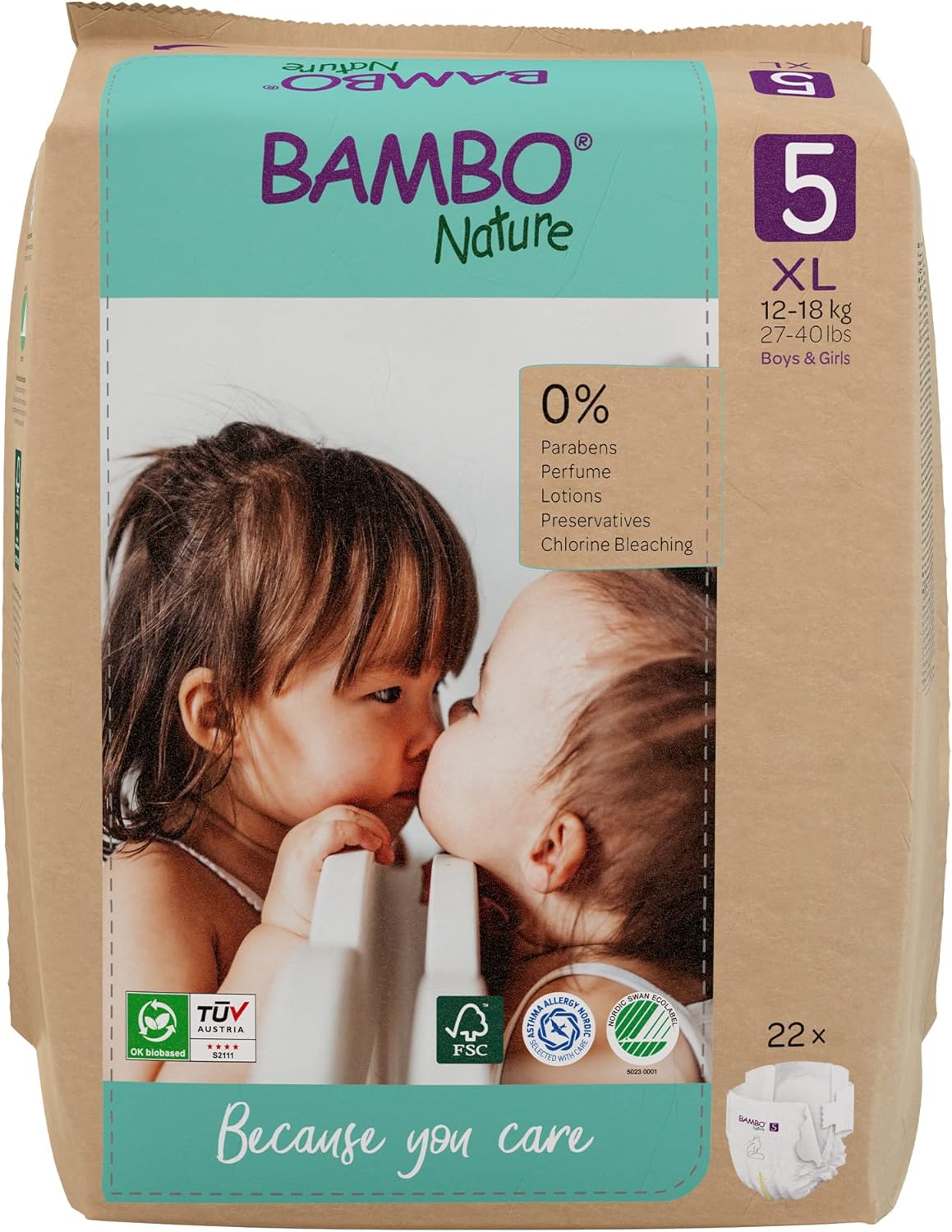 Detalle de Bambo Nature Premium Eco Nappies Size 5 (27-40lb/12-18kg) Junior – 22 Pack