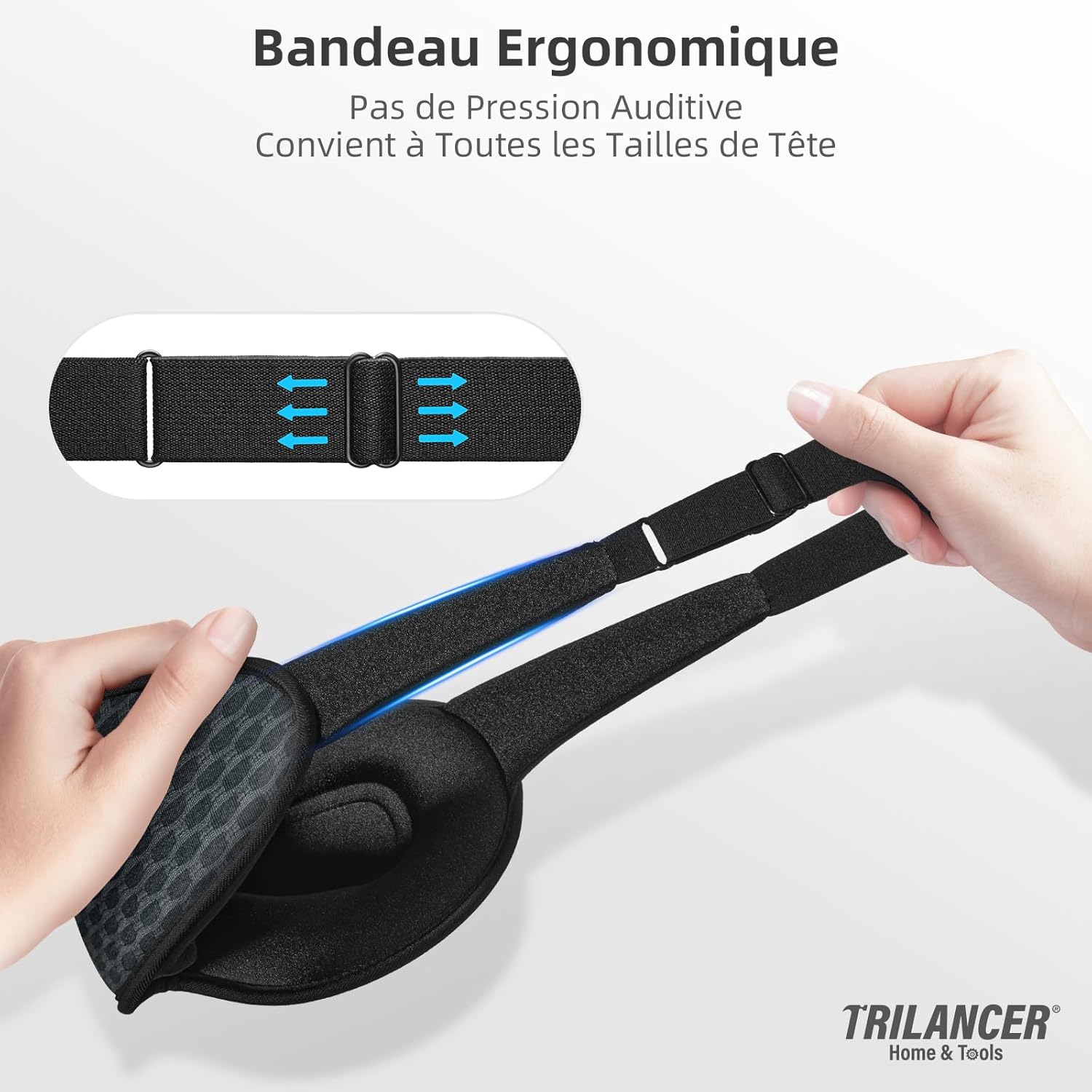 Detalle de Masque de nuit Innovant 2026 Trilancer : bandeau de sommeil avec blocage de la lumière