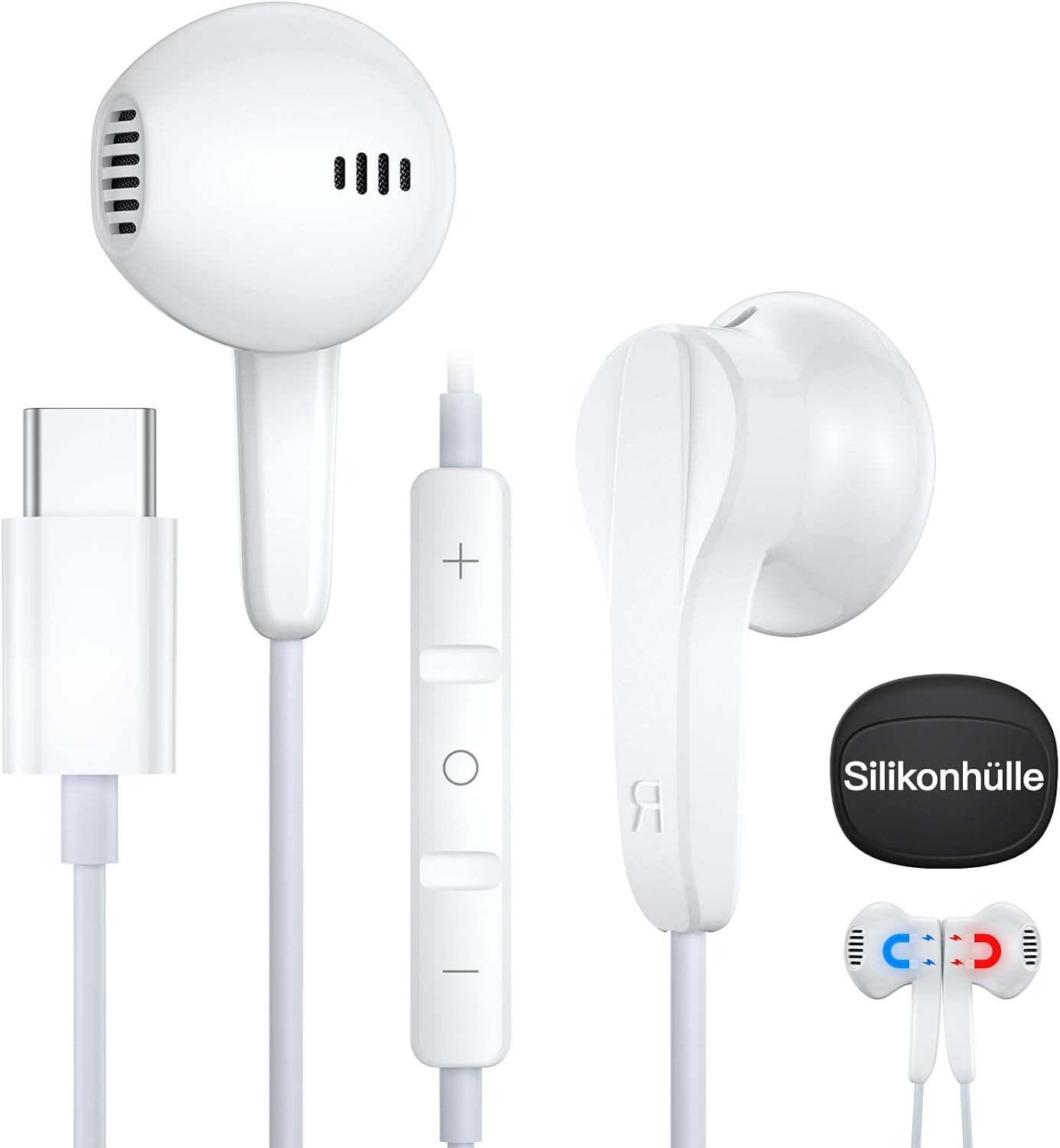 Detalle de USB‑C In‑Ear Kopfhörer für iPhone 17 Air (MFi‑zertifiziert) – mit Mikrofon, Lautstärkeregler & Kabel