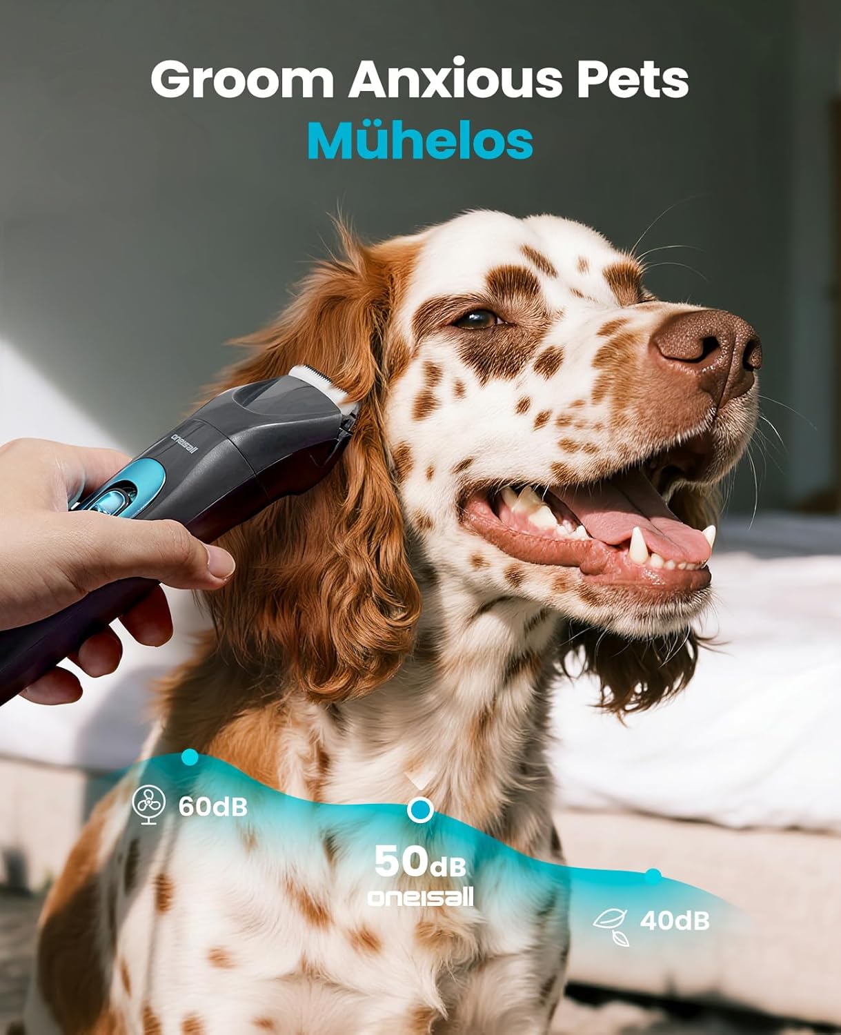 Detalle de Oneisall Tosatrice per Cane Gatto con Luce LED (Blu, 2-in-1): rifinitura efficace senza stress