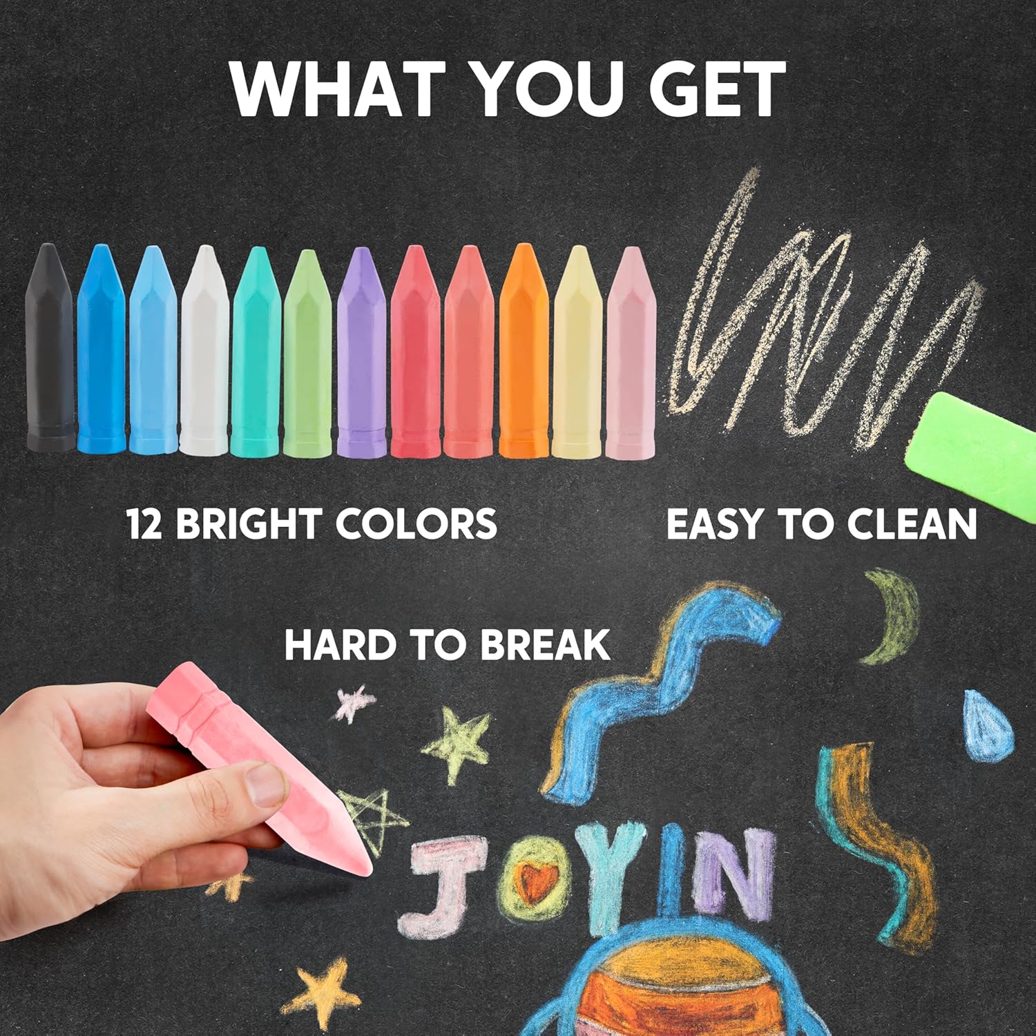 Thumbnail 1 de JOYIN 48-Piece Cone Shaped Washable Sidewalk Chalk Set (12 Colors)