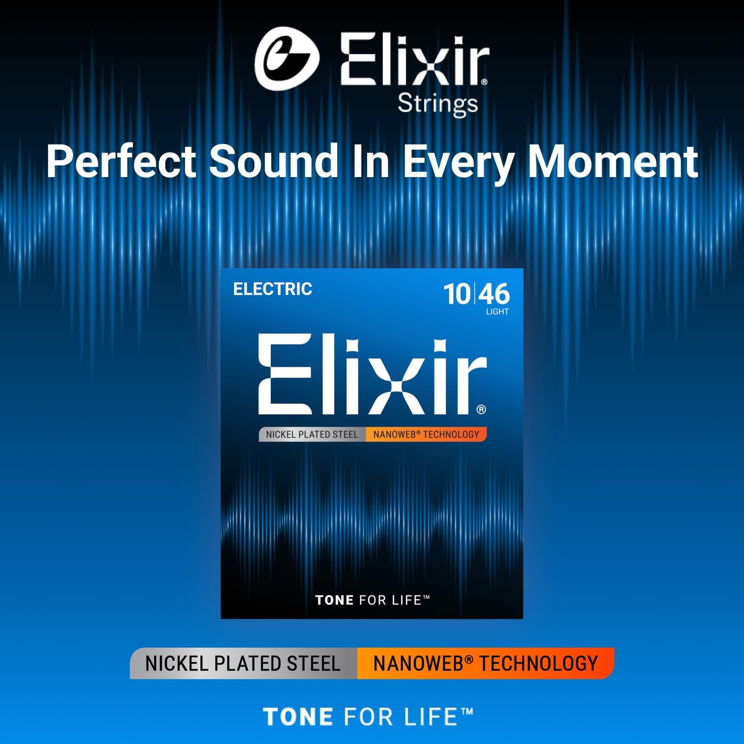Detalle de Elixir Electric Guitar Strings: Nickel Plated Steel with NANOWEB, Light 10-46 (6-String Set)