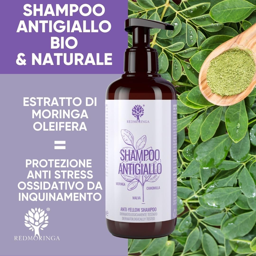 Thumbnail 3 de Shampoo Antigiallo BIO RedMoringa 250ml – Tonalizzante bio per capelli biondi, decolorati e bianchi