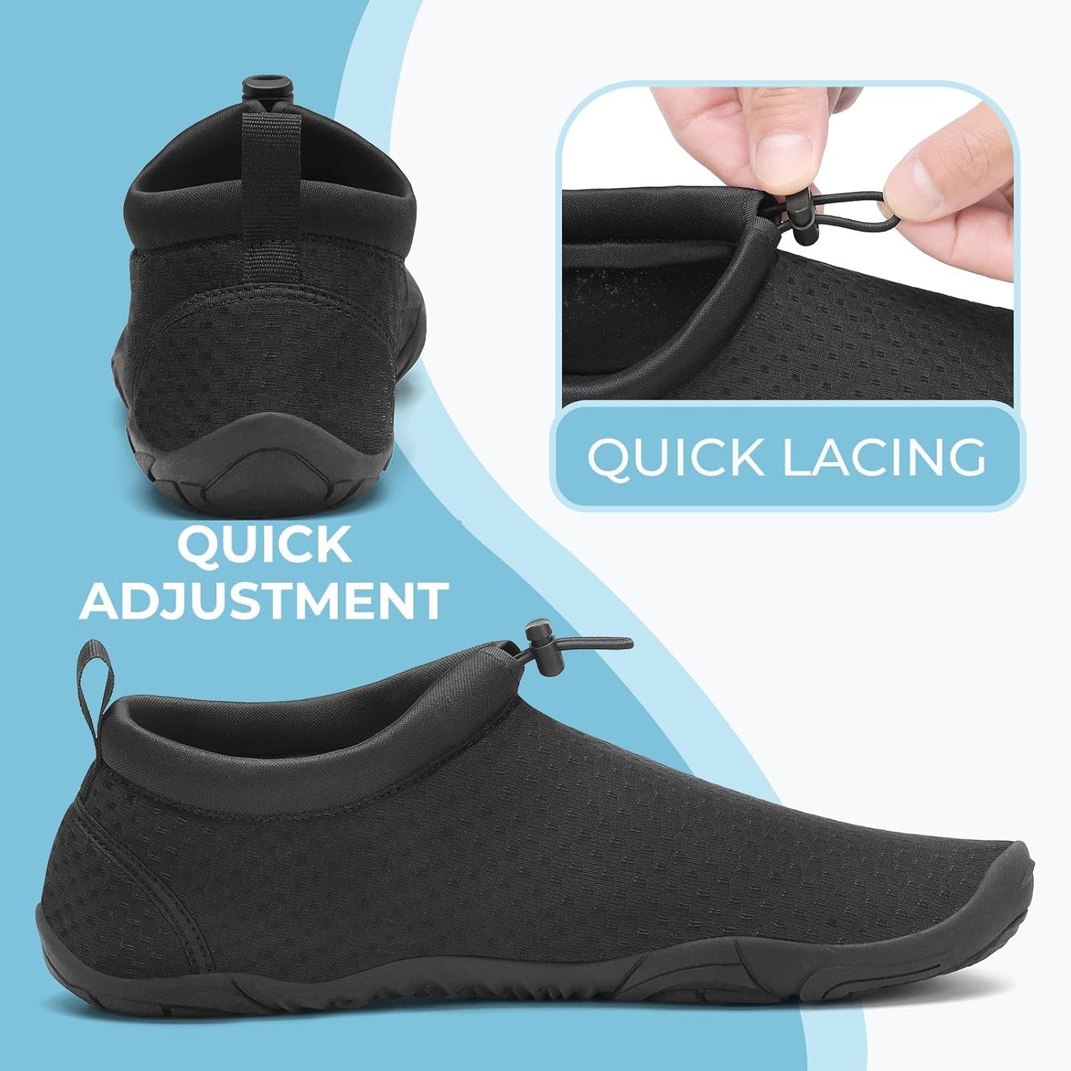Detalle de Mishansha Unisex Badeschuhe – atmungsaktive Mesh Aquaschuhe, schnell trocknend, Gr.36–46