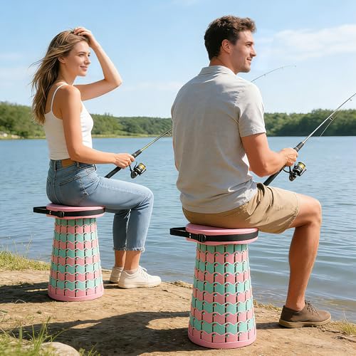 Thumbnail 8 de ALEVMOOM Verbesserter Dickerer Zusammenklappbarer Hocker – Teleskophocker mit Kissen, 50 cm, 450 kg Traglast