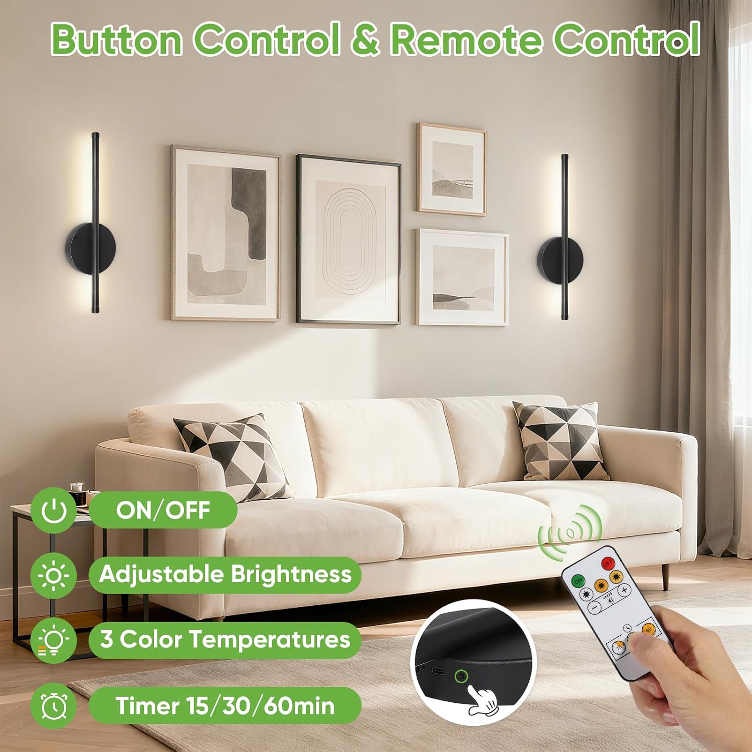 Thumbnail 4 de Kimjo 40cm Battery Operated Wall Lights