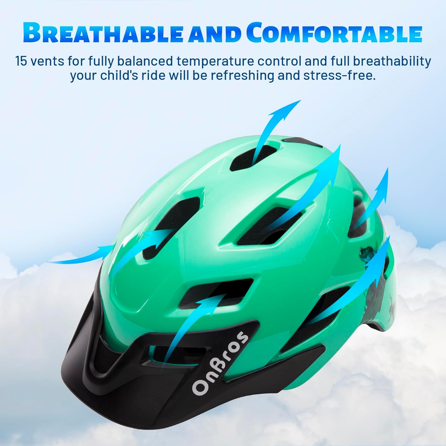 Detalle de OnBros Kinder-Fahrradhelm mit Visier für 5–13 Jahre (48–51/50–57 cm)