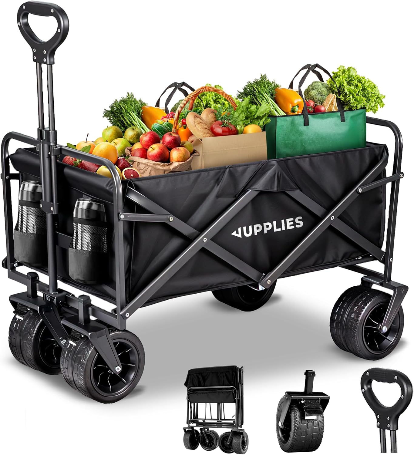 JUPPLIES Carro plegable con ruedas grandes 150 kg