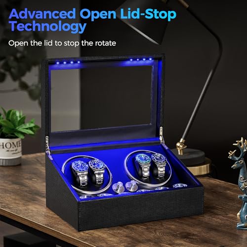 Detalle de ANWBROAD Watch Winder for Automatic 4 Rotating Modes USB and LED Backlight