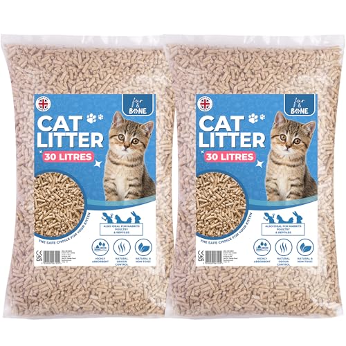 Detalle de Fur & Bone 2 x 30L Cat Litter – Ultra Absorbent Biodegradable Wooden Pellets with Natural Scandinavian Timber Aroma