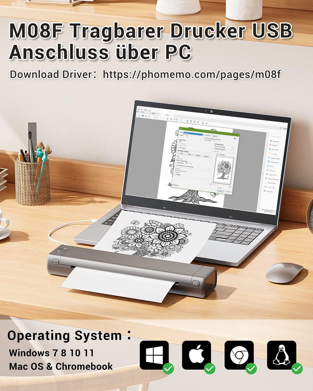 Thumbnail 2 de Phomemo M08F stampante portatile Bluetooth A4