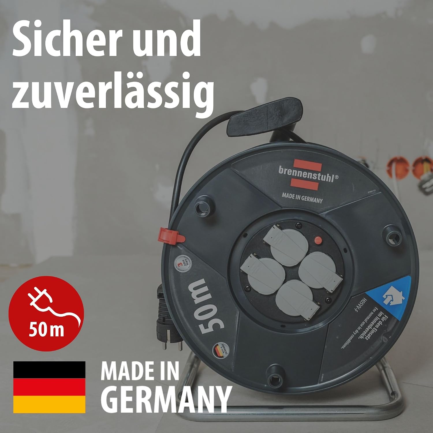 Detalle 2 de Brennenstuhl Garant V2 Kabeltrommel 50 m – Zuverlässige Verlängerung mit Überhitzungsschutz