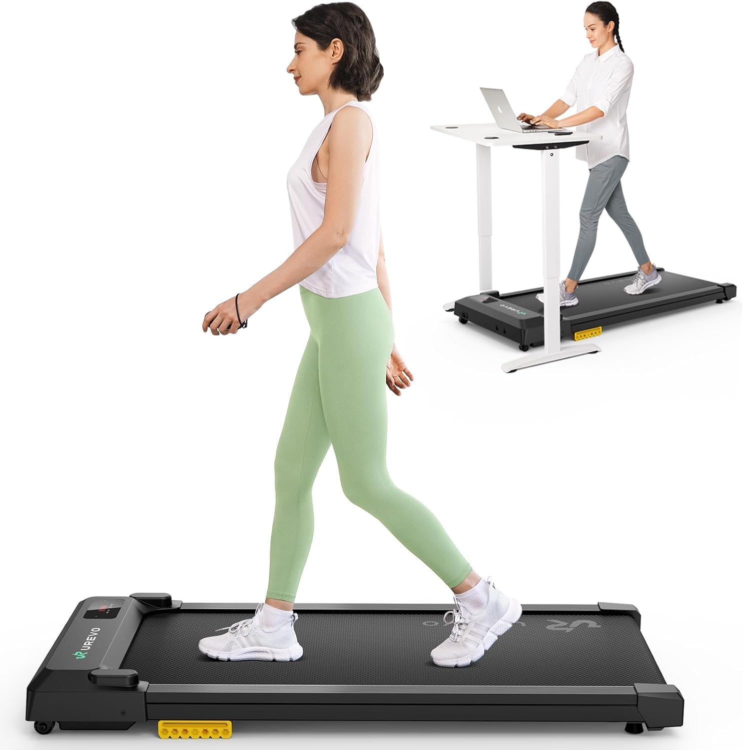 Detalle de UREVO URTM025 SpaceWalk E1L Under-Desk Walking Pad, 2.5 HP, App & 5-Layer Belt