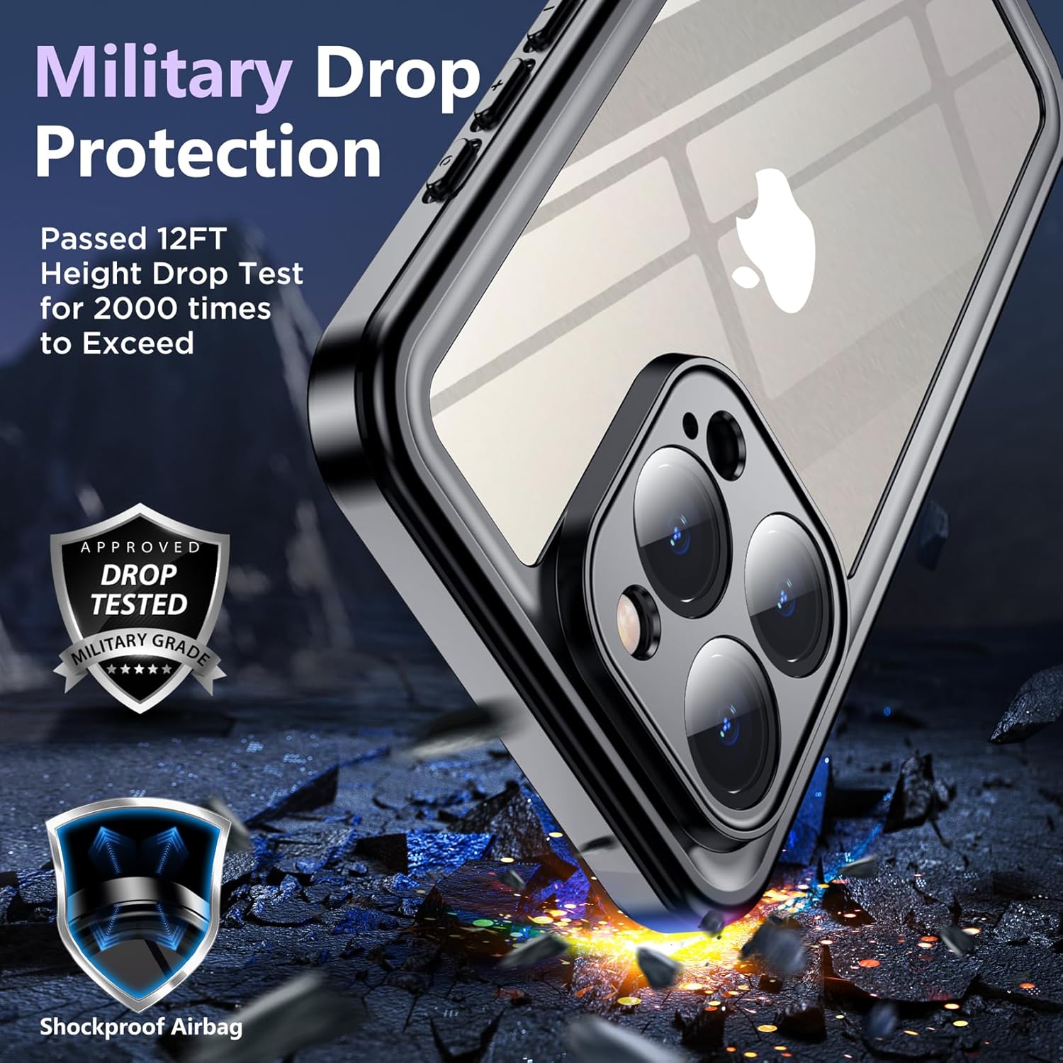 Thumbnail 2 de SPIDERCASE for iPhone 15 Pro Waterproof Case (IP68, Built-in Screen & Lens Protector) — Black