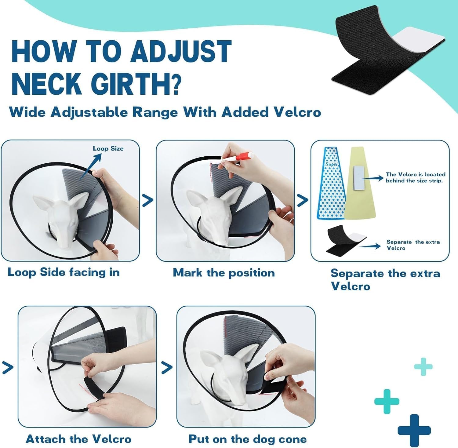 Thumbnail 1 de Supet adjustable dog cone collar (S–new) for post-surgery wound protection