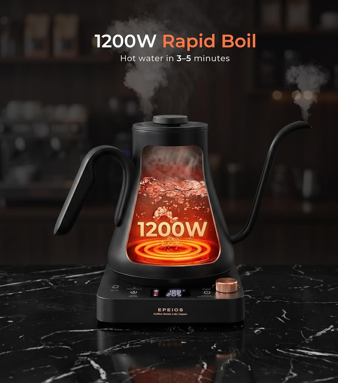Detalle 2 de Epeios Electric Kettle with ±1°F Precision, 0.9L Gooseneck, 1200W