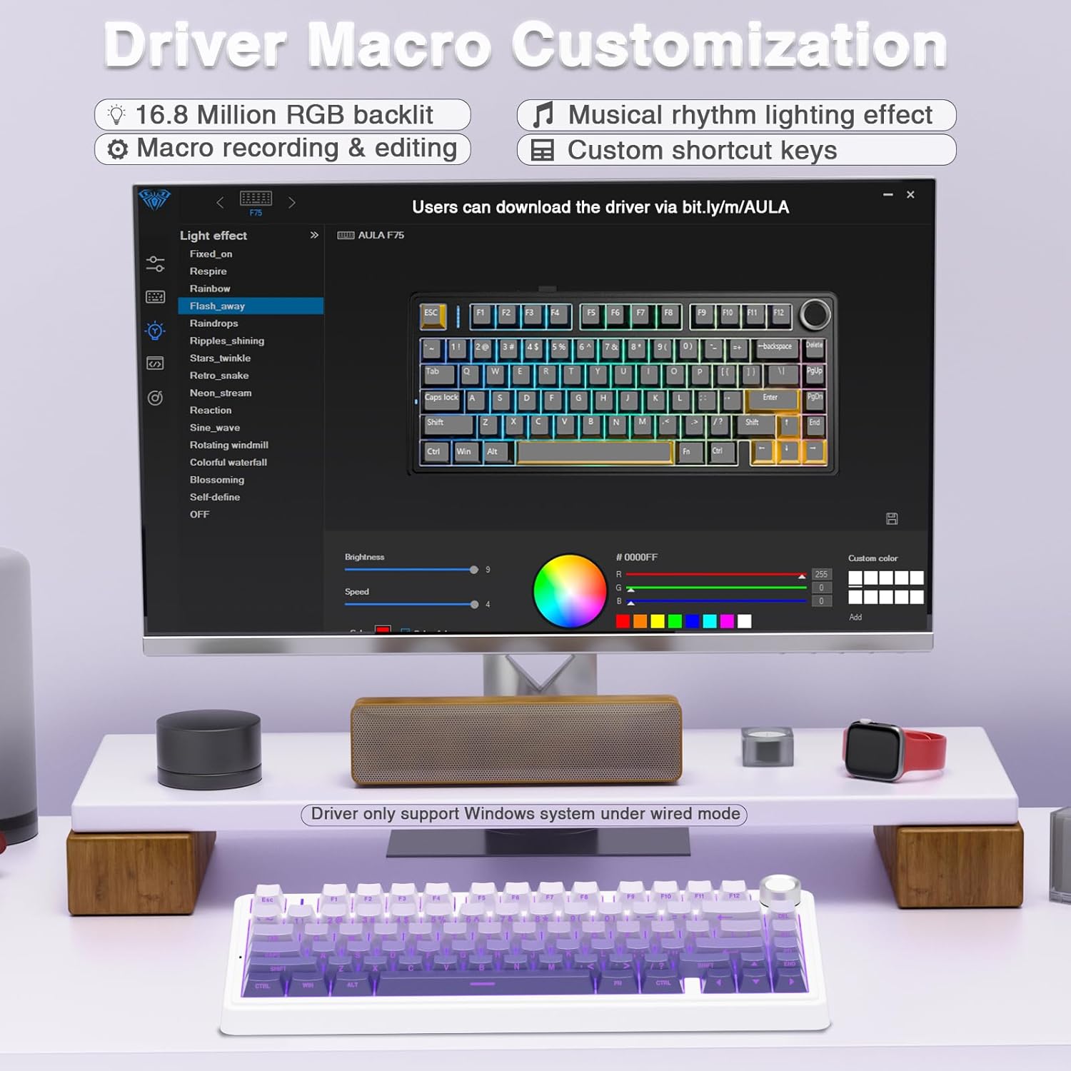 Thumbnail 5 de AULA F75 Mechanische Gaming-Tastatur – 75% Layout, Hot-Swap, RGB, kabelgebunden/2,4 GHz/BT5.0
