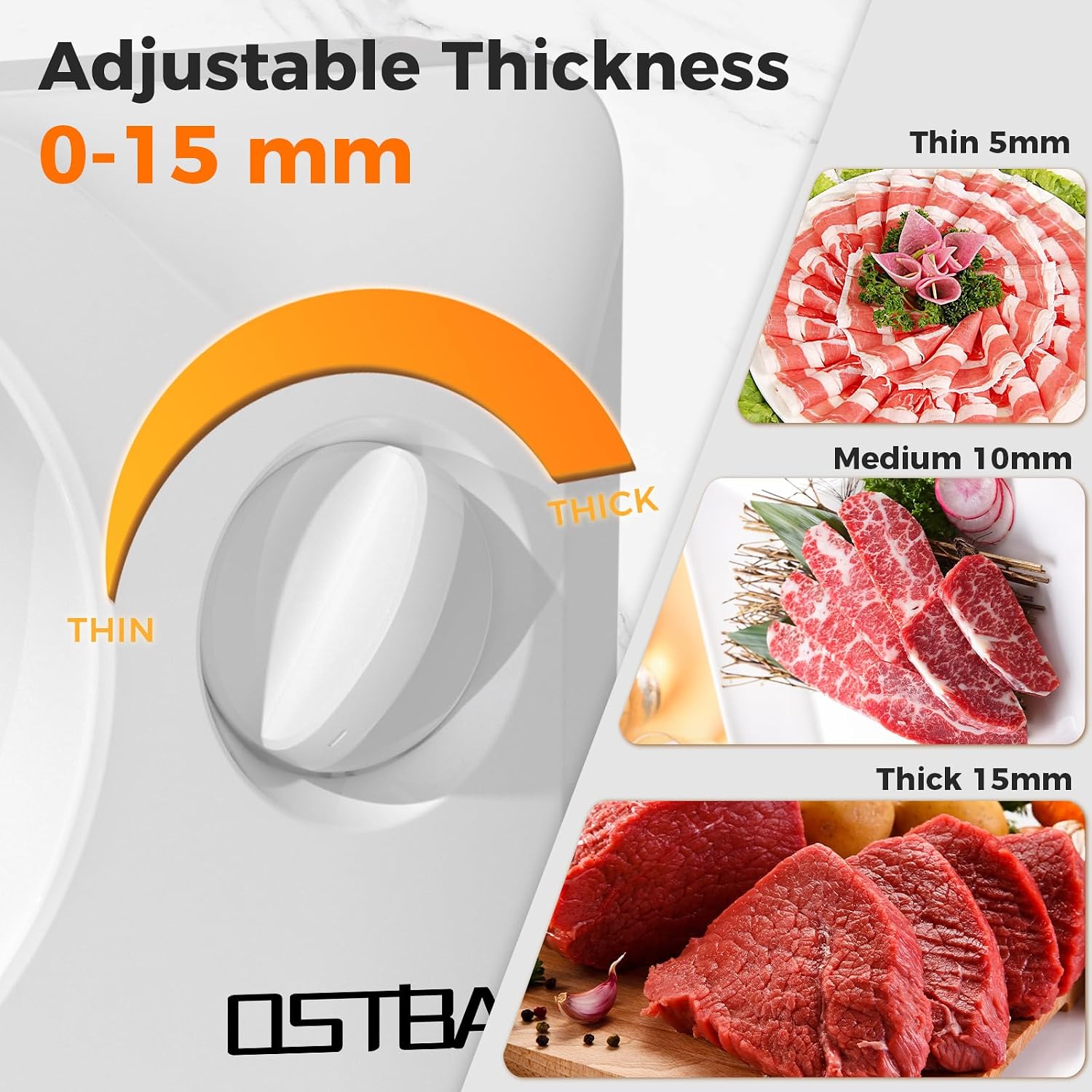 Detalle de OSTBA Foldable Electric Food Slicer, 6.7-Inch Stainless Steel Blade, 150W