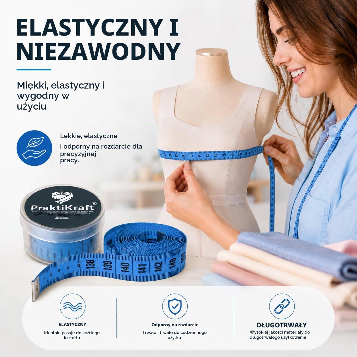 Thumbnail 5 de PraktiKraft 4262521265467 – taśma miernicza 150 cm, cm i cale, pudełko