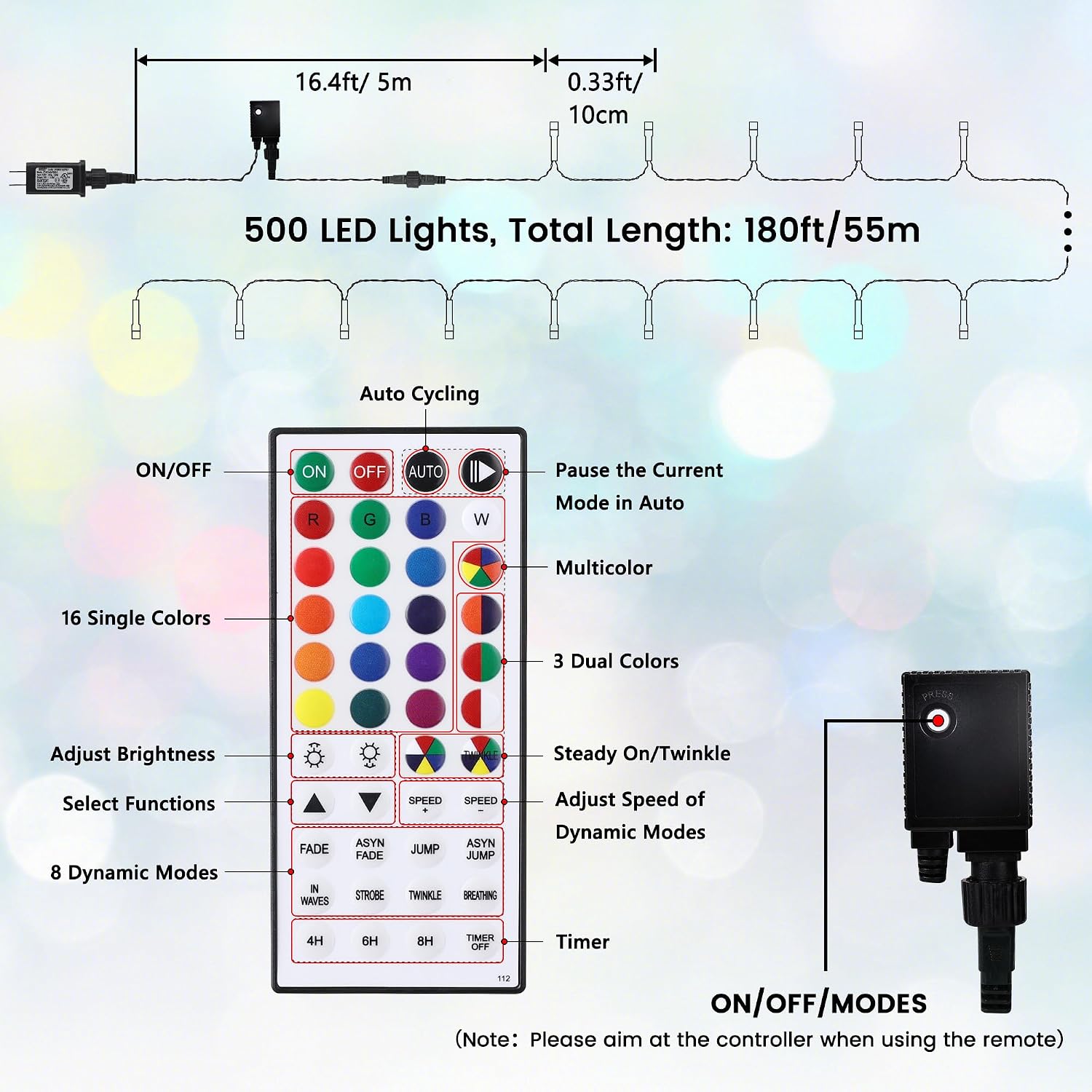 Detalle 1 de iShabao RGB String Lights 164 ft