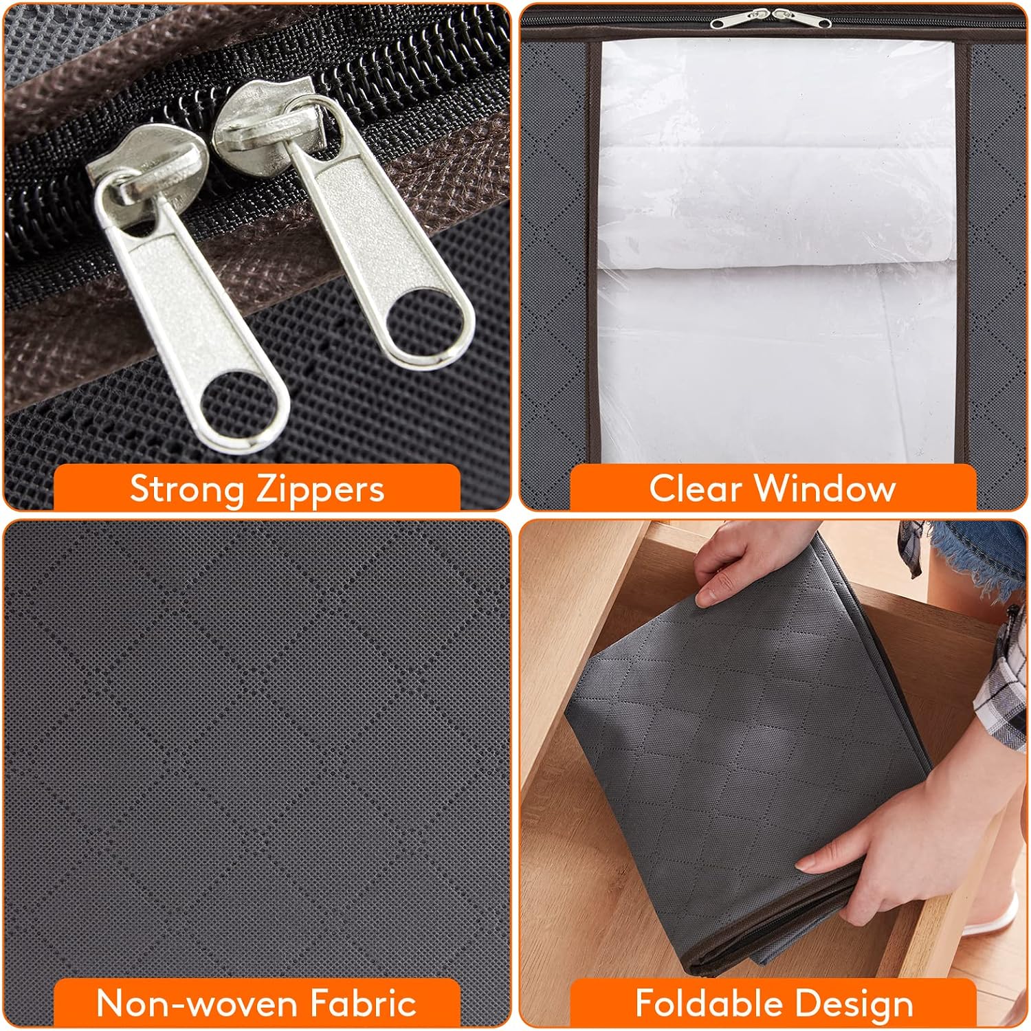 Thumbnail 4 de Lifewit 95L Clothes Storage Bags (4 Pack) – Foldable, with Clear Window, Grey