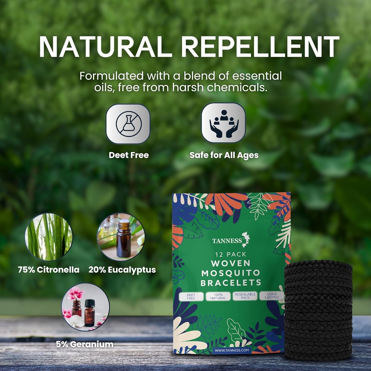 Thumbnail 1 de Tanness 12 Pack Mosquito Repellent Bracelet – DEET-free, Long-Lasting Insect Protection for All Ages