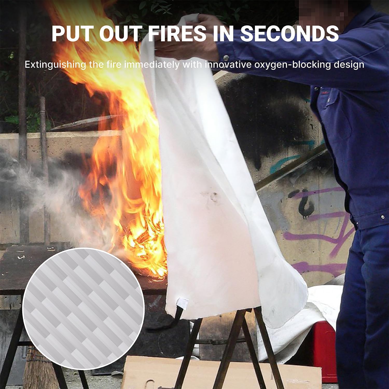Detalle 2 de Lancryen 2025 Fire Blanket 40" x 40" 🧯