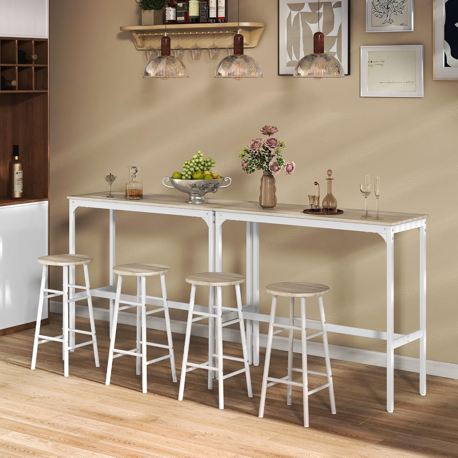 Thumbnail 5 de HOMCOM 83A-048V80AK Bar Table Set with Two Stools, Oak Effect