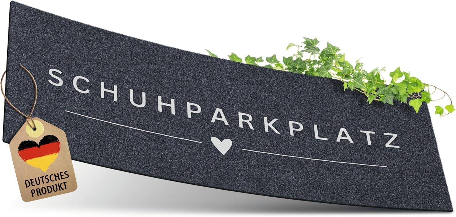 Detalle de ElbFuchs Schuhparkplatz Fußmatte 75x30 cm grau – waschbare, rutschfeste Indoor- & Abtropfmatte