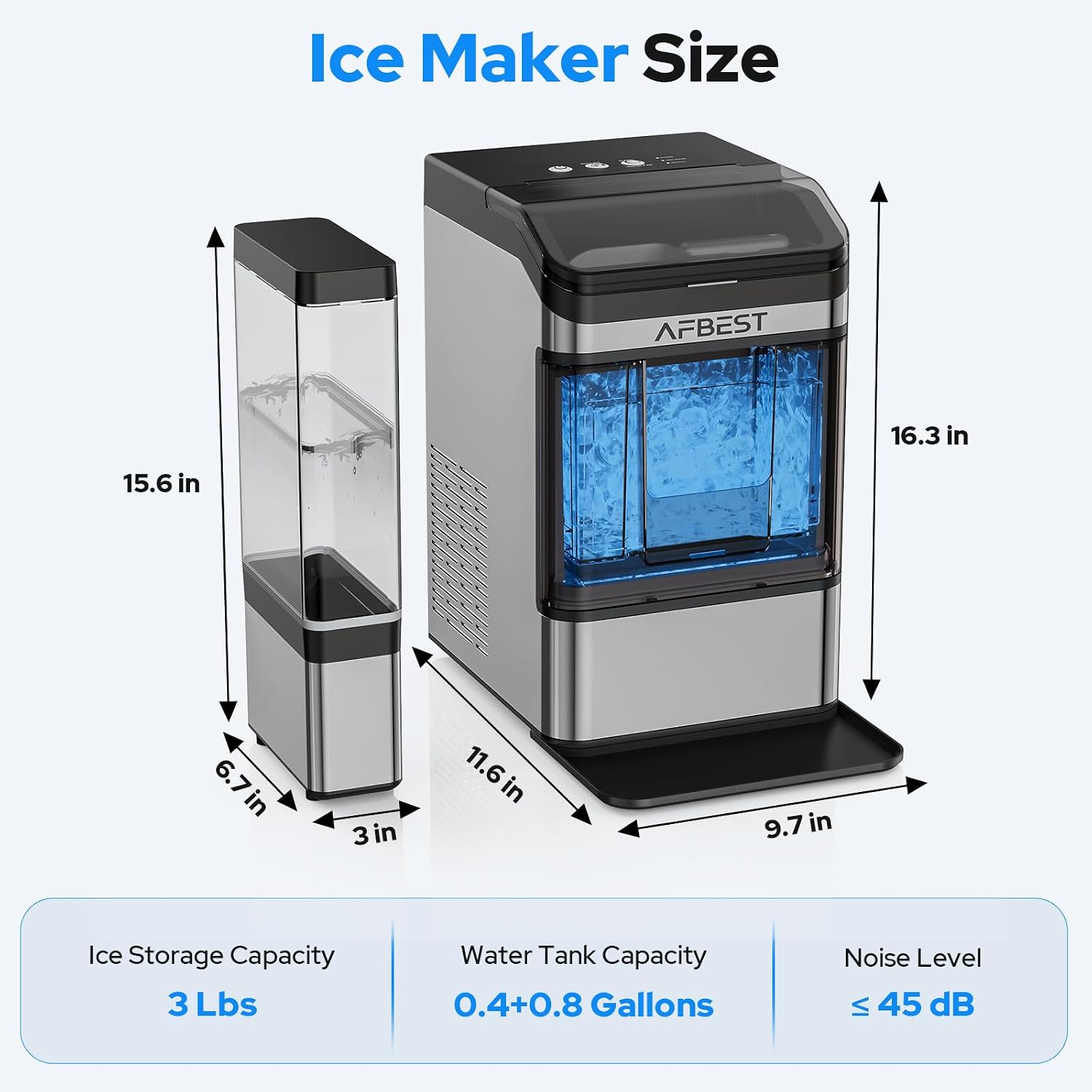 Thumbnail 6 de AFBEST Nugget Ice Maker with 3L Tank
