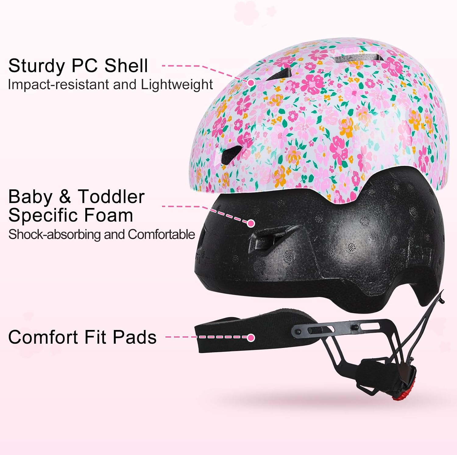 Detalle de MHJY Toddler Helmet: Adjustable 1–3 Years Bike, Scooter and Skateboard Helmet