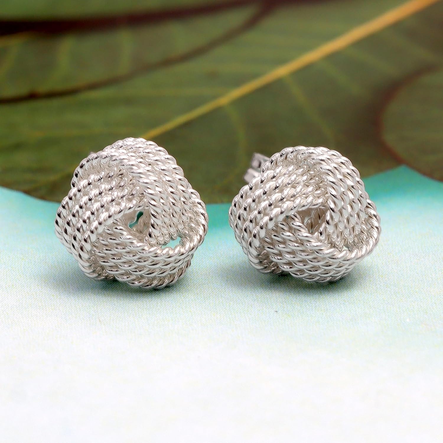 Detalle de LeCalla 925 Sterling-Silber Love-Knoten Ohrstecker mit Schmetterling-Verschluss (italienisches Design)
