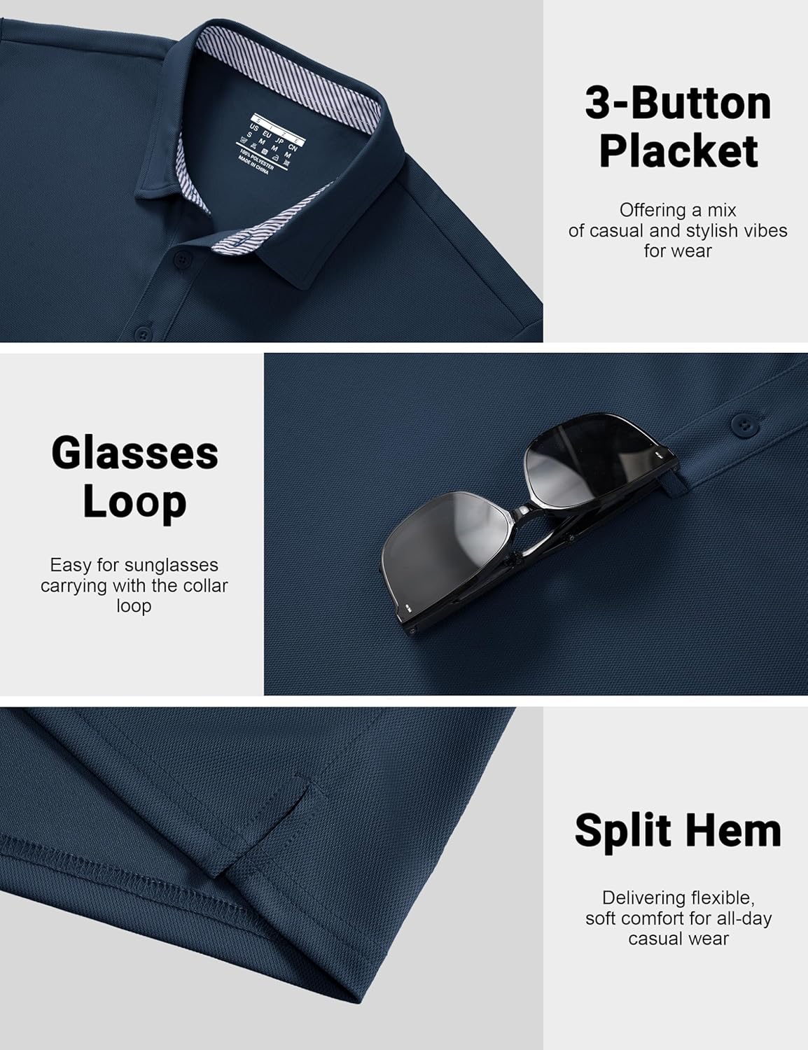 Detalle de MAGCOMSEN Herren Polo Shirt Kurzarm – atmungsaktiv, schnelltrocknend, vielseitig einsetzbar